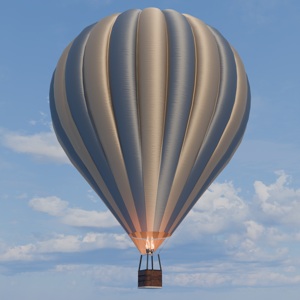 Hot Air Balloon - Gray and Beige | Air Baloons models | BlenderKit