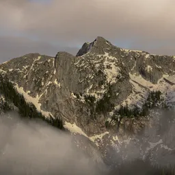 Rocky Mountain with Trees & Clouds