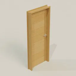 Realistic wooden 3D model of an opened interior door, designed for Blender rendering and architectural visualization.