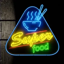 Super food neon sign horisontal
