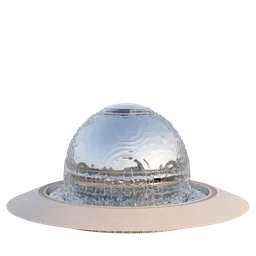 "Water Ball Fountain - Realistic physics-based simulation 3D model for Blender 3D. Features glass dome with metal base, translucent orbs, and reflective skin. Check out the included video tutorial for optimized playback instructions."