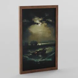 High-quality 3D model frame of a classic maritime artwork, ideal for Blender rendering and animation.