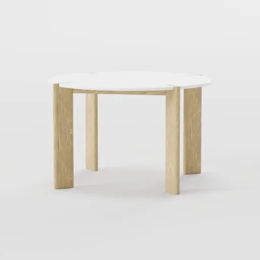 3D modeled furniture piece, round top, textured ashwood finish, Blender compatible, galet collection accessory.
