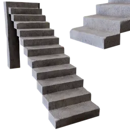 Detailed 3D model of old weathered stone stairs suitable for rendering in Blender.