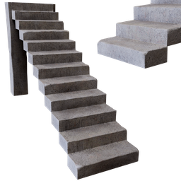 Detailed 3D model of old weathered stone stairs suitable for rendering in Blender.