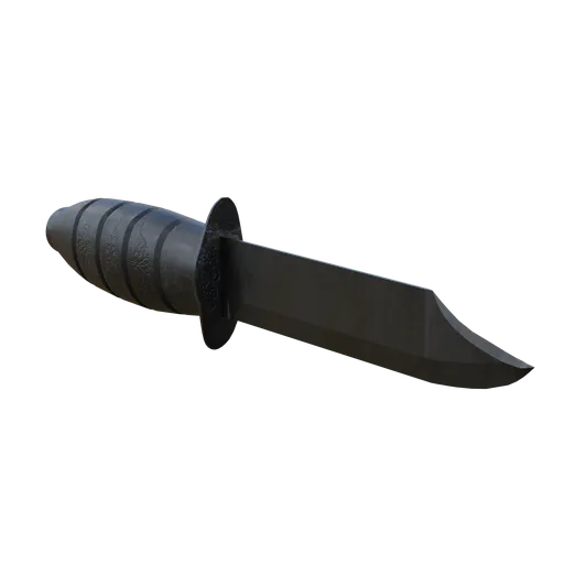 Detailed 3D model of a tactical knife with high-quality textures suitable for Blender rendering and equipment simulations.