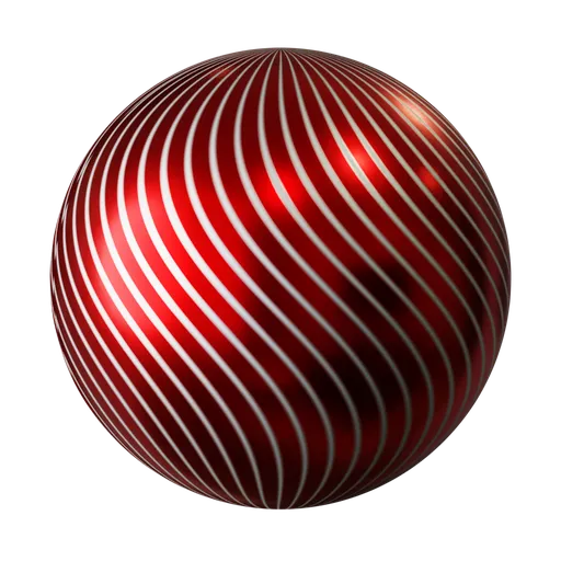 High-quality procedural candy cane PBR material for 3D modeling in Blender, ideal for festive Christmas tree decorations.