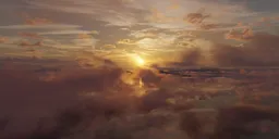 Aerial Cloudy Sunset Landscape