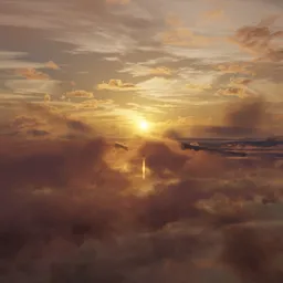 Aerial Cloudy Sunset Landscape