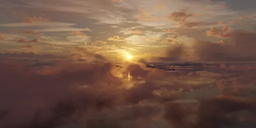 Sunset illuminating clouds from above, ideal for realistic HDR lighting in 3D scenes.