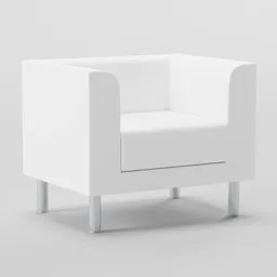 White modern armchair 3D model with a minimalist design, suitable for Blender rendering and architectural visualization.