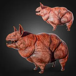 Pig Creature Rigged Animated +14