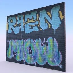 Graffiti brick wall