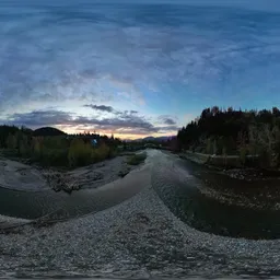 River and Mountain Landscape Sunset