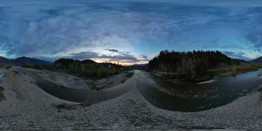 River and Mountain Landscape Sunset