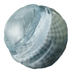 Realistic frozen ice PBR texture with varied surface imperfections for 3D rendering in Blender.