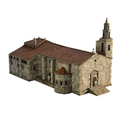 Intricately detailed Blender 3D model of an Italian medieval temple with textures.