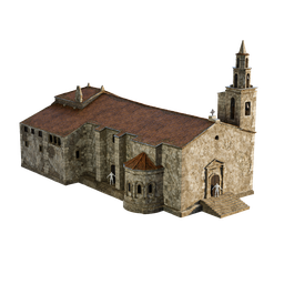 Intricately detailed Blender 3D model of an Italian medieval temple with textures.