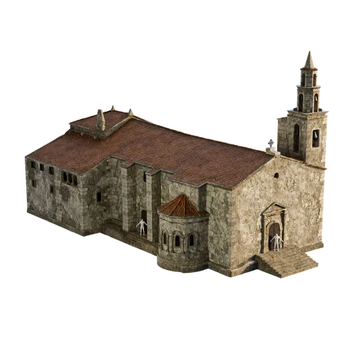 Intricately detailed Blender 3D model of an Italian medieval temple with textures.