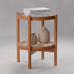 Side Table Wood With Vase