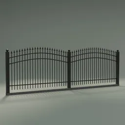 Low-poly Blender 3D model of iron-concrete fence with adjustable array, channel-packed textures, realistic wear.