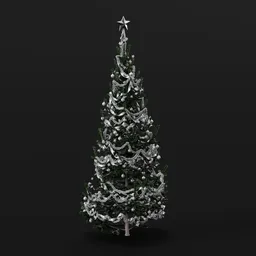 Christmas Tree Green White Med