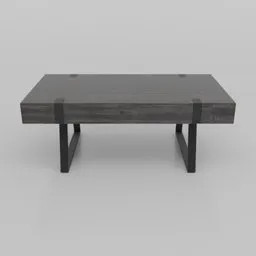 "Get the modern elegance of the Christopher Knight Home Abitha Faux Wood Coffee Table in Blender 3D. Modeled in 3D, this table features a solid grey, rough wood surface atop a black metal base. Experience a zen atmosphere with this low-level view table, perfect for architectural renderings and 3D catalogs."