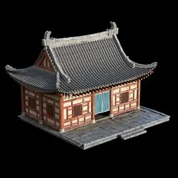 Detailed 3D model of ancient Chinese architecture with high-resolution textures, compatible with Blender.
