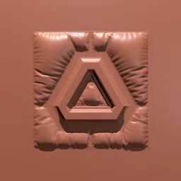 3D model surface with triangular imprint for industrial sculpting in Blender 3D.