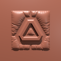 3D model surface with triangular imprint for industrial sculpting in Blender 3D.