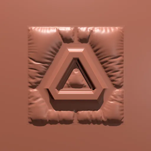 3D model surface with triangular imprint for industrial sculpting in Blender 3D.