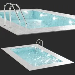 3D rendered swimming pool with realistic water texture and caustics, optimized for Blender.