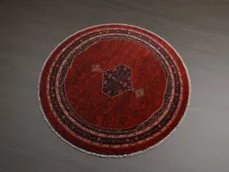 Detailed round red 3D rug model with intricate patterns optimized for Blender.