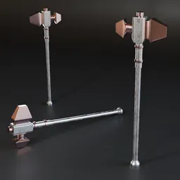 Detailed low poly Blender 3D mace model with high quality metal textures, suitable for war game design.