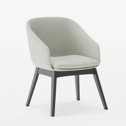 "Discover the modern Windham armchair model available on BlenderKit for your 3D projects. Featuring a white seat and black base, this high-polygon chair is professional quality and perfect for any well-appointed space."