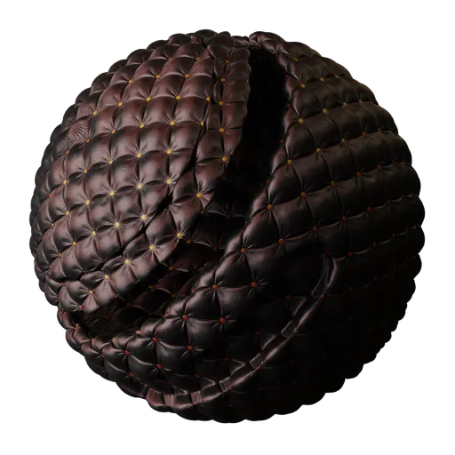 Detailed PBR leather material with customizable colors, texture scale, and roughness for 3D modeling in Blender, perfect for sofa designs.
