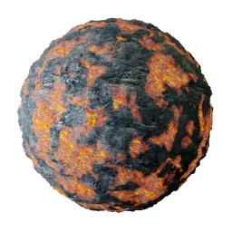 High-resolution 2K PBR lava stone texture for 3D modeling and rendering, featuring volcanic rock with realistic displacement.