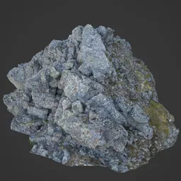 Detailed 3D model of rugged alpine rocks, optimized for Blender with realistic textures and shading.