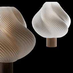 Detailed 3D swirl textured table lamp models in a render for Blender 3D artists.