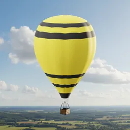 Yellow black hot air ballon