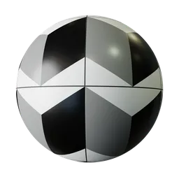 PBR texture of monochrome geometric tile pattern for 3D modeling and rendering in Blender.