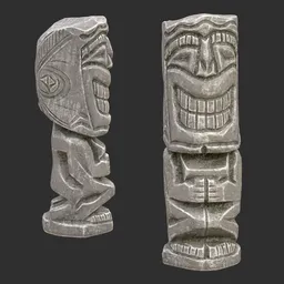 Tiki God Toothy Grin Statue Stone