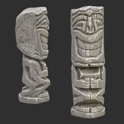 Tiki God Toothy Grin Statue Stone