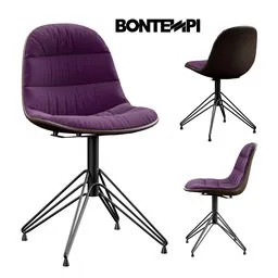 Detailed purple 3D-modelled chair with metal base, compatible with Blender, ideal for interior design visualizations.