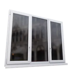 Realistic 3D model of a triple-paned PVC window, designed for use with Blender, perfect for architectural renders.