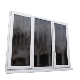 "Get high-quality PVC Window 3D model for Blender 3D. Detailed design and grey metal body make it perfect for website and product introductions. Three-quarter view with a building reflection adds a touch of realism."