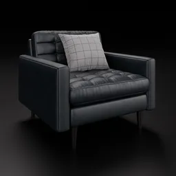 Realistic leather armchair 3D model with tufted cushion detail, perfect for Blender rendering.