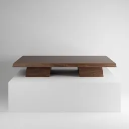 Detailed 3D-rendered low table in a minimalist Japanese style, suitable for Blender modeling projects.
