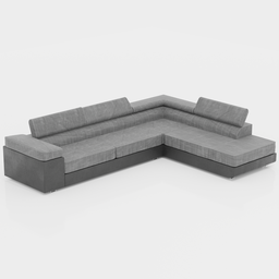 "Modern gray-scale 3D model of a sofa named 'Couch Maine' featuring a reclining section and long arms, designed for Blender 3D software. Includes flexible neck pillows for added comfort. Perfect for high-quality interior design projects."