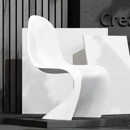 White 3D rendered Panton chair model for Blender, showcasing modern furniture design with smooth curves.